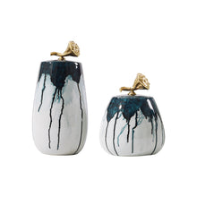 White & Teal Marble Style Jar