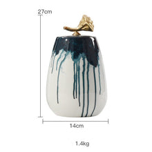 White & Teal Marble Style Jar