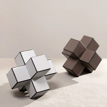 Horse Hair Leather Geometric Cross Paper Weight