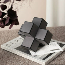 Horse Hair Leather Geometric Cross Paper Weight