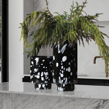 Black And White Ink Cylindrical Glass Vase