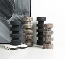 Distressed Wooden Thread Candle Holder/Decorfur