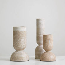 Brown Travertine Candle Holder