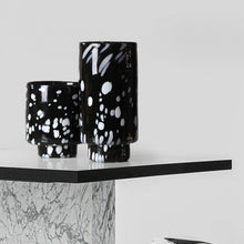 Black And White Ink Cylindrical Glass Vase
