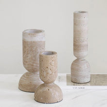 Brown Travertine Candle Holder