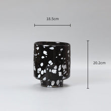 Black And White Ink Cylindrical Glass Vase