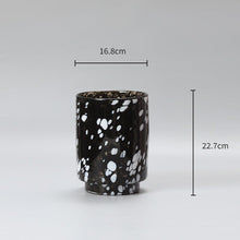 Black And White Ink Cylindrical Glass Vase