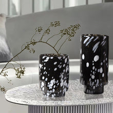 Black And White Ink Cylindrical Glass Vase