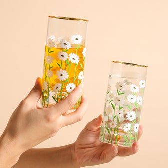 Daisy Applique Gold Foil Glass (SETS OF 2)