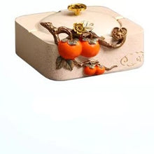 Red Berry with Golden Twig Ashtray & Tissue Box