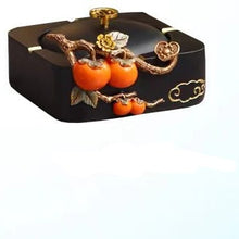 Red Berry with Golden Twig Ashtray & Tissue Box