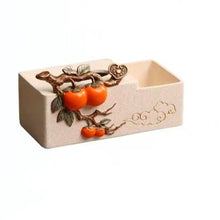 Red Berry with Golden Twig Ashtray & Tissue Box