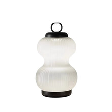 White Glass Wave Black Base Table Lamp