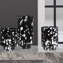 Black And White Ink Cylindrical Glass Vase