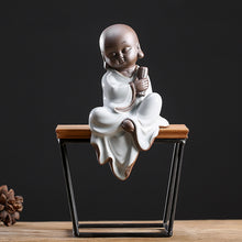 Creative Chinese ceramic little monk crafts porch Bogu rack decoration Zen home decoration study decoration | - Decorfur