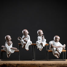 Creative Chinese ceramic little monk crafts porch Bogu rack decoration Zen home decoration study decoration | - Decorfur