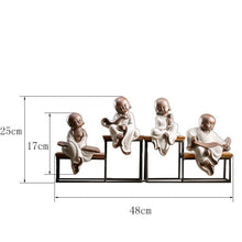 Creative Chinese ceramic little monk crafts porch Bogu rack decoration Zen home decoration study decoration | - Decorfur