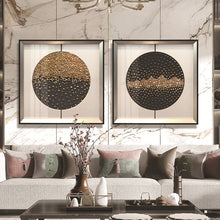 Golden and Black Circle Painting