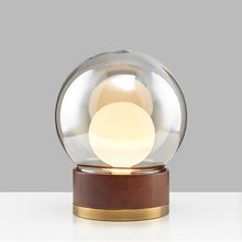 Square and Round Glass Wooden Base Light | light - Decorfur