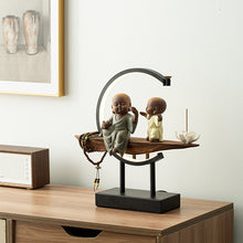 Ceramic Zen little monk lamp ring decor