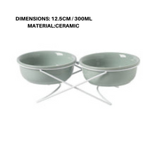 Double Food Bowl With Stand