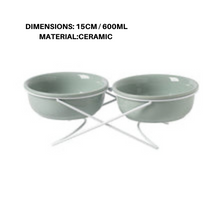 Double Food Bowl With Stand