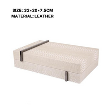 Beige and Grey Leather Patterned Jewelry Box