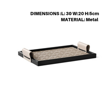 Black and Beige Woven Tray