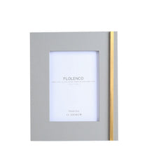 Metal Strip Grey Leather Photo Frame