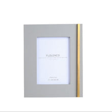 Metal Strip Grey Leather Photo Frame