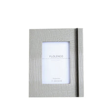 Metal Strip Grey Leather Photo Frame