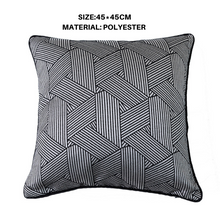 Black Solid Geometrical Pillow Cover (Set of 2)
