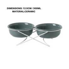 Double Food Bowl With Stand