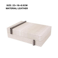 Beige and Grey Leather Patterned Jewelry Box