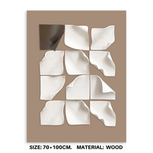 Curved Edged Maroon White Square Painting