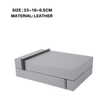 Beige and Grey Leather Patterned Jewelry Box