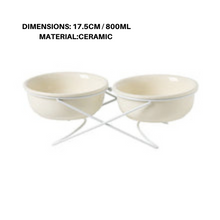 Double Food Bowl With Stand