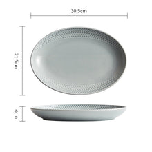 White, Grey and Black Oval Tableware
