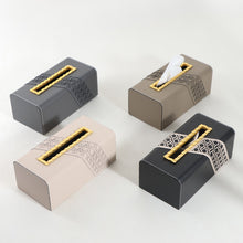 Leather Geometric Design Tissue Boxes