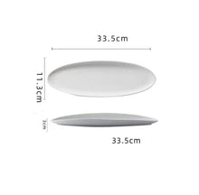 White Striped Oval Textured Plate