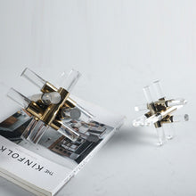Golden Criss Cross Glass Decor