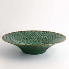 Emerald Green Golden Border Fruit Tray