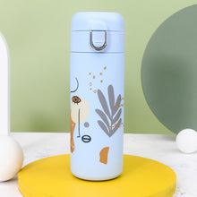 Pastel Black Line Face Doodle Water Bottle