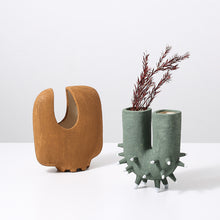 Rustic Brown and Green Hole Vase