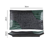 Green Black Shallow Rectangular Plate
