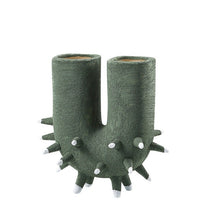 Rustic Brown and Green Hole Vase