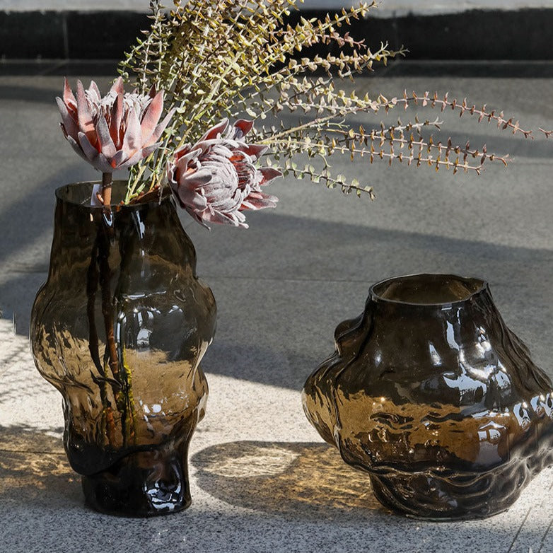 Brown Rock Glass Vase Decorfur