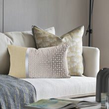 Beige Yellow Silver Line Pillow Cover (Set of 2)