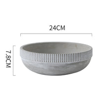 Wide Textured Grey Cement Planter
