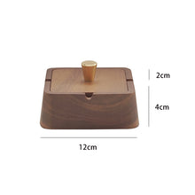 Square Walnut Golden Ashtray